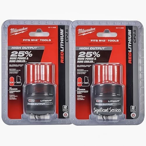 Milwaukee 48-11-2425 12V Lithium-Ion Hight Output CP2.5Ah Battery 2 Pack