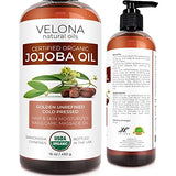velona Jojoba Oil USDA Certified Organic - 16 oz (with Pump) | 100% Pure and Natural | Golden, Unrefined, Cold Pressed, Hexane Free