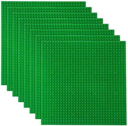 LVHERO Classic Baseplates Building Plates for Building Bricks 100% Compatible with All Major Brands-Baseplate, 10in x 10in, Pack of 8 (Green)