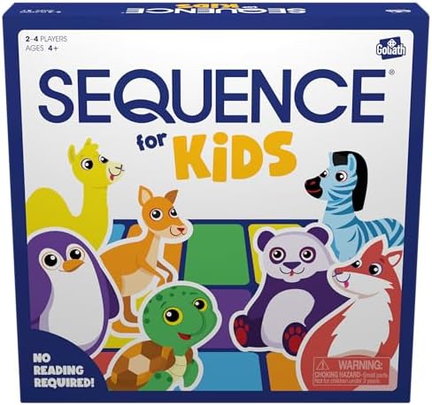 SEQUENCE for Kids -- The 'No Reading Required' Strategy Game by Jax and Goliath, Multi Color, 11 inches (2-4 players) (Packaging May Vary)