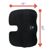 FOMI Extra Wide and Thick Firm Coccyx Seat Cushion | 20” x 16” x 3.5” | Large Black Orthopedic Memory Foam Pad for Car or Truck Seat, Office Chair, Wheelchair | Back Pain Relief