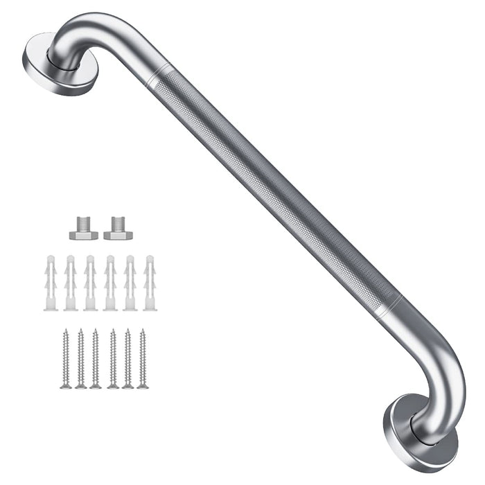 16 Inch Anti Slip Shower Grab Bar, Munzong Stainless Steel Bathroom Grab Bar, Satin Brushed Nickel Knurled Bathroom Balance Bar,Safety Hand Rail Support Handicap Elderly Senior Assist Bath Handle