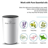 Scentcares Waterless Diffuser Essential Oil Nebulizer Battery Operated, No Water & Portable & Smart & Cordless Design, Aromatherapy Atomizing Diffuser for 3 Cold Mist & Timer 1/2/3H (White)