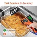 Dual Laser Infrared Thermometer Temperature Gun, -58℉~1382℉ | Digital Laser Thermometer Gun for Cooking, Pizza Oven Grill & Engine with Holster | IR Gun with Backlit & Max-Min Measure & Data Storage