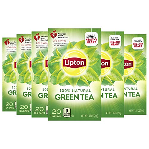 Lipton 100% Natural Green Tea, 20 Count (Pack of 6)