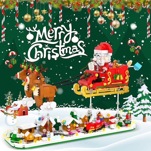 Advent Calendar 2024 Toy Building Sets - Santa Claus, Christmas Countdown 24 Boxes 1278 PCS Building Blocks with Lights, Christmas Decorations Christmas Gifts Stocking Stuffers for Adults Teens Kids