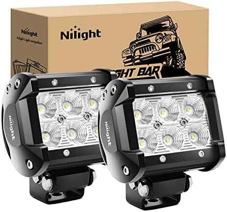 Nilight Led Pods 2Pcs 18W 1260LM Flood Led Off Road Lights Super Bright Driving Fog Boat Lights Led Work Light Bar for Trucks Pickup Golf Cart SUV ATV UTV 4x4 Van Camper