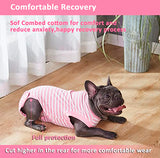 Wabdhally Dog Surgery Recovery Suit,Surgical Suit for Large Female Dogs,Soft Combed Cotton,Striped Pink Zipper Onesie XL