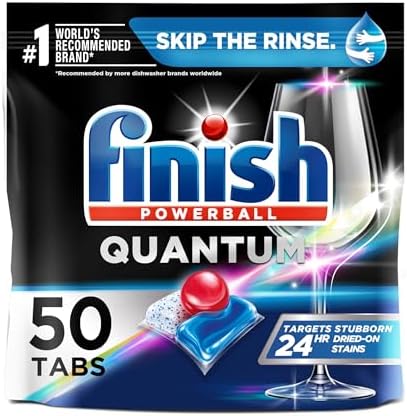 Finish - Quantum with Activblu Technology - 50ct - Dishwasher Detergent - Powerball - Ultimate Clean and Shine - Dishwashing Tablets - Dish Tabs-(Packaging May Vary)