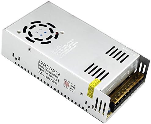 DC 12V 30A Power Supply 360W Universal Regulated Switching AC to DC Converter AC 110V/220V (SMPS) Transformer Driver Adapter for LED Strip Light, CCTV Camera Security System, Radio, Computer Project