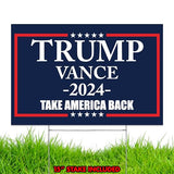 Factory Crafts Made In USA, Not China | Trump Vance 2024 Yard Sign | Take America back Blue lawn Rally Placard | Outdoor Decoration 18" x 12" Double Sided Print with H-Stake