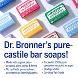 Dr. Bronner's - Pure-Castile Bar Soap (Peppermint, 5 ounce, 6-Pack) - Made with Organic Oils, For Face, Body & Hair, Gentle & Moisturizing, Biodegradable, Vegan, Cruelty-free, Non-GMO