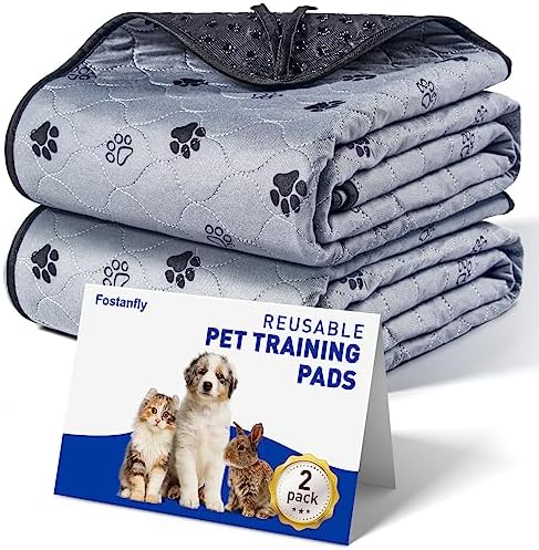 Fostanfly Non-Slip Washable Pee Pads for Dogs, 2 Pack Large 42"x50" Ultra-Absorbent Leak-Proof Reusable Potty Training Pads of Add 8 Lanyards for Dogs, Puppy and Cats