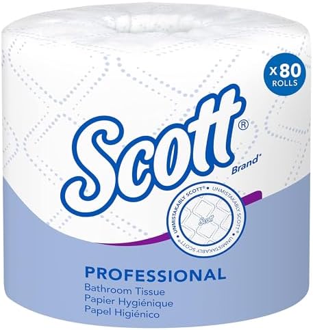 Scott® Professional Standard Roll Bulk Toilet Paper (04460), 2-Ply, Elevated Design, White, Individually wrapped rolls (550 Sheets/Roll, 80 Rolls/Case, 44,000 Sheets/Case)