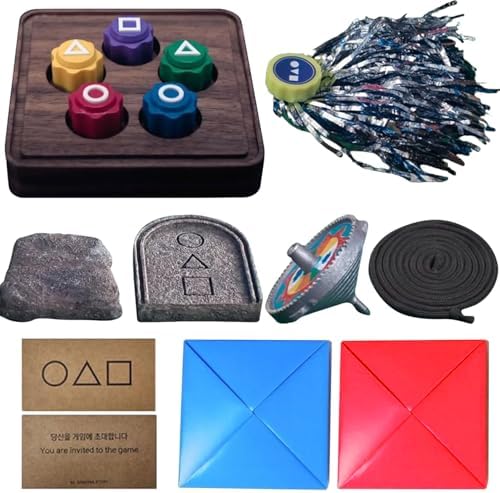 Korean Folk Game Set- Korean Traditional Play Game,Korean Traditional Play Game Family Games - Jebi chagi, Gong-gi, Biseokchigi, Paeng-y, Ddakji, Family Travel Games