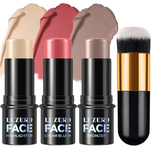 3Pcs Contour Stick Kit, Shades with Highlighter Stick,Blush Stick and Bronzer Stick for Sculpt the Cheeks and Body,Matte Finish Series Face Stick Trio for Natural Look, NEUTRAL (#17, 20, 23)