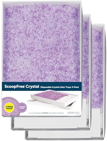 PetSafe ScoopFree Crystal Cat Litter Tray Refills (3-Pack),Compatible with ScoopFree Crystal Litter Boxes,Rapid Odor Elimination, Leak Protection, Lavender Scent