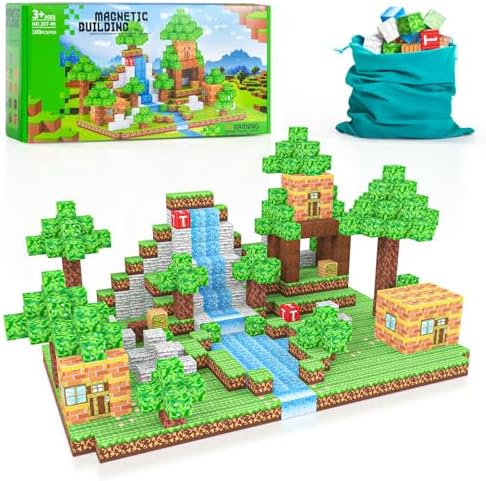 100PCS Magnetic Blocks - Building Toys for Boys Girls 3+,Toddler Building Magnet Toy STEM Sensory Game,Christmas Birthday Gifts for Kids Ages 4 5 6 7 8 9