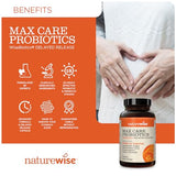 NatureWise Max Probiotics for Women & Men - 30 Billion CFU 18 Strains With Prebiotics - Advanced Probiotics For Digestive Health - Delayed-Release Capsules, Gluten Free - 60 Capsules[2-Month Supply]