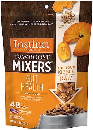 Instinct Raw Boost Mixers Freeze Dried Dog Food Toppers For Dry Food, Grain Free Dog Food Toppers with Chicken For Dogs - Gut Health, 12.5 oz