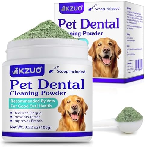 Dog Teeth Cleaning Powder - Dog Dental Powder - Dog Breath Freshener - Targets Tartar & Reduces Plaque & Bad Breath - Teeth Cleaning Made Easy Eliminate - Formulated for Small, Medium, Large Dogs