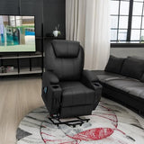 Flamaker Power Lift Recliner Chair PU Leather with Massage for Elderly Ergonomic Lounge Chair Classic Single Sofa with 2 Cup Holders Side Pockets Home Theater Seat (Leather, Light Black)