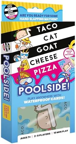 Taco Cat Goat Cheese Pizza - Poolside Edition – Waterproof Card Game for Outdoor Camping, Travel and Family Game Night - Wildly Entertaining & Easy to Learn – 10 Min, Ages 7+, 2-8 Players