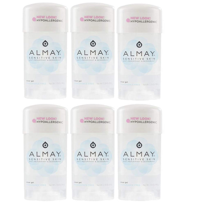 Almay Sensitive Skin, Clear Gel Fragrance Free - 2.25 oz, (Pack of 6)