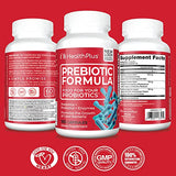 Health Plus Prebiotic Formula - Probiotics + Prebiotics + Digestive Enzymes - Gluten Free, Dairy Free, Natural Herbal Ingredients (180 Capsules, 60 Servings)
