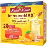 Nature Made ImmuneMAX Fizzy Drink Mix, with Vitamin C, Vitamin D, and Zinc Supplement for Immune Support, Fast Absorption, 30 Stick Packs, 0.4 Ounce
