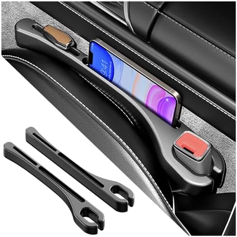 2PCS Car Seat Gap Filler Organizer with Phone Holder,[Upgrade Version] Car Seat Gap Organizer for Prevent Falling,Essential Car Accessories Car Side Seat Gap Filler (Black)