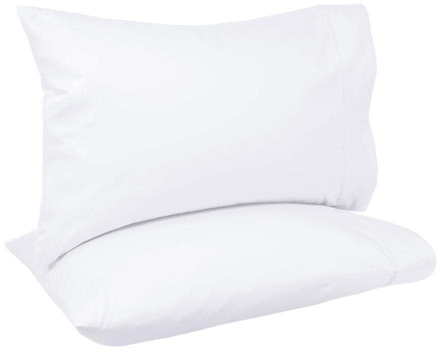 Amazon Basics 400 Thread Count Cotton Pillow Case, Standard, 30" L x 20" W, White - Set of 2, Pillows Not Included