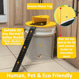 Fximey Mouse Trap Flip Lid Mice Rat Trap, 5 Gallon Bucket Compatible Mouse Catching Traps for Indoor/Outdoor, Automatic Reset Flip Trap Safe Reusable Bucket Lid Rat Traps - 2 Pack