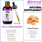 IMMAL 15 in 1 Dog Multivitamin Drops for Dogs - Dog Vitamins & Supplements Natural Dog Multivitamins and Minerals - Glucosamine, MSM for Skin & Coat, Heart Health, Bones, Joint, Immune System Support