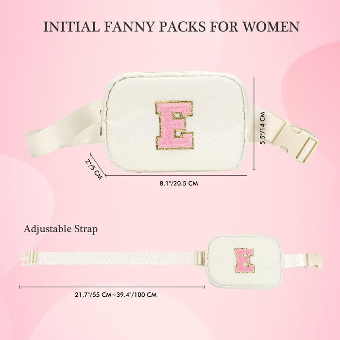 YOOLIFE Birthday Gifts for Women - 30th 40th 50th 60th 70th Birthday Gifts for Mom Daughter Her Freind Sister Girlfriend, Personalized Gifts Christmas Gifts, Initial Belt Bag Crossbody Bags, White S