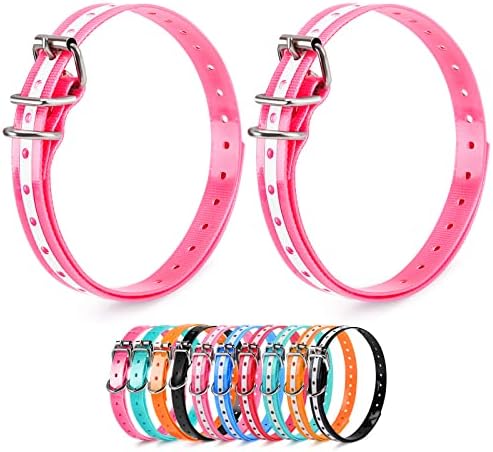 Replacement Collar Strap, Compatible with Petsafe,PATPET,Sportdog,Garmin,Dogtra,etc Most Training Collar/Fence Reciever, 3/4',Reflective,Adjustable,Metal Buckled,Waterproof (Pink Pack2)