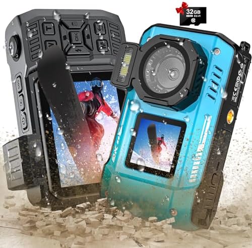 8K UHD 70MP Digital Camera with 32GB Card Rugged Waterproof Dustproof Shockproof Dual-Screen Selfie 33FT Underwater Camera for Snorkeling Autofocus Point and Shoot Digital Camera (Blue)