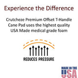 Cane Pad by Crutcheze Premium USA Made Comfort Pad for Walking Canes - Cane Handle Cushion for T-Handle Canees -Accessories for Canes Seniors - Mobility Accessory (Black)