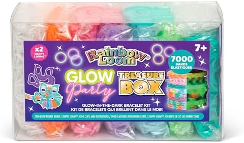 Rainbow Loom: Treasure Box - Glow-in-The-Dark Edition - DIY Bands Jewelry Kit, 7000 Glow Rubber Bands, 2 Happy Looms, Crafting Activity, Kids Ages 7+