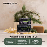 The Grandpa Soap Company Pine Tar Bar Soap for Men- Made With 100% Plant-Based Pine Tar Oil, 3 in 1 Cleanser Deodorizer and Moisturizer, Dermatologist Tested, Safe for Sensitive Skin, 3.25 Oz, 6 Pack