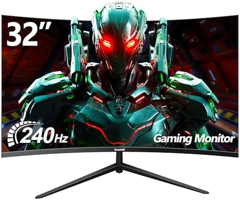 32 Inch Curved Gaming Monitor 240Hz, 1800R PC Monitor Full HD 1080P, Frameless Computer Dispaly with Freesync and Eye Care Technology, Wall Mountable