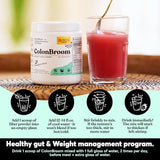 ColonBroom Psyllium Husk Powder (Strawberry) - Colon Cleanse for Bloating Relief & Gut Health - Colon Broom Fiber Powder Drink - Vegan, Gluten Free, Non-GMO Fiber Powder Supplement, 60 Servings