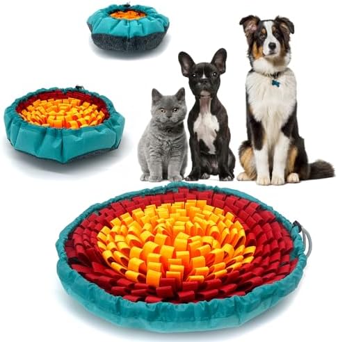 Dog Snuffle-Mat Slow-Feeder-Bowl - Simulating Grassland for Boredom, Encourages Natural Foraging Skills for Pet, Treat Indoor Outdoor Stress Relief（Tricolor）