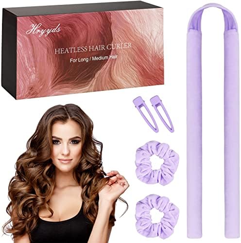 Upgraded Heatless Hair Curler, with Gift Box, Velvet Heatless Curls Headband - No Smell, Heatless Hair Curlers, to Sleep in for Long Hair and Medium Hair (Purple)