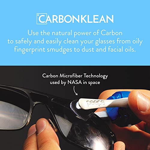 Peeps CarbonKlean Glasses Cleaner - for Eyeglasses, Reading Glasses, and More - Lens Cleaner With Carbon Microfiber Tech - Injected Black - 2 Count (Pack of 1)