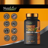 Nutrivive™ Turmeric Curcumin with Ginger 1500mg, 95% Curcuminoids & Black Pepper Extract for Ultra High Absorption & Potency, Turmeric Ginger Supplements, 120 Capsules