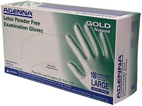Adenna GLD266 Gold 6 mil Powder-Free Latex Gloves, Medical Grade, White, Large - (Pack of 10, 1000 Count Total)