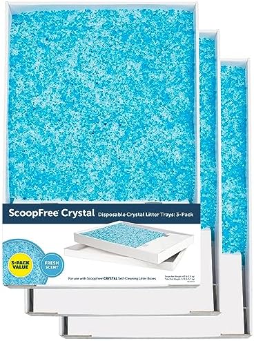 PetSafe ScoopFree Crystal Cat Litter Tray Refills (3-Pack), Compatible with ScoopFree Crystal Litter Boxes, Rapid Odor Elimination, Leak Protection, Fresh Scent