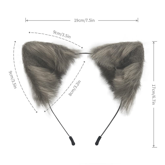 SMILETERNITY Handmade Fox Wolf Cat Ears Headwear Costume Accessories for Halloween Christmas Cosplay Party (Gray)