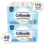 Cottonelle Ultra CleanCare Standard Roll Bathroom Tissue (12456), 48 Rolls / Case (4 Packs of 12), 170 Sheets / Roll